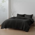 thumbnail image 2 of HIG 7‑Piece Bed in a Bag Comforter Set, Solid Light Black Vertical Channel Quilted, Soft Microfiber All‑Season Bedding with Sheets & Pillow Shams, Full Size, 2 of 8