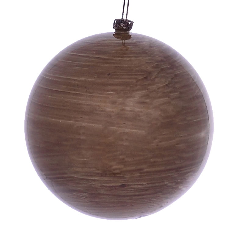 4" Brown Wood Grain Ball Ornament 6/Bag