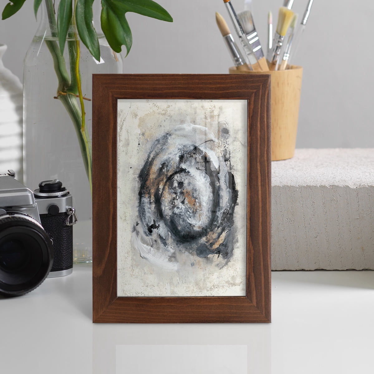 Circular Energy IV -Framed Print w/glass-Chestnut