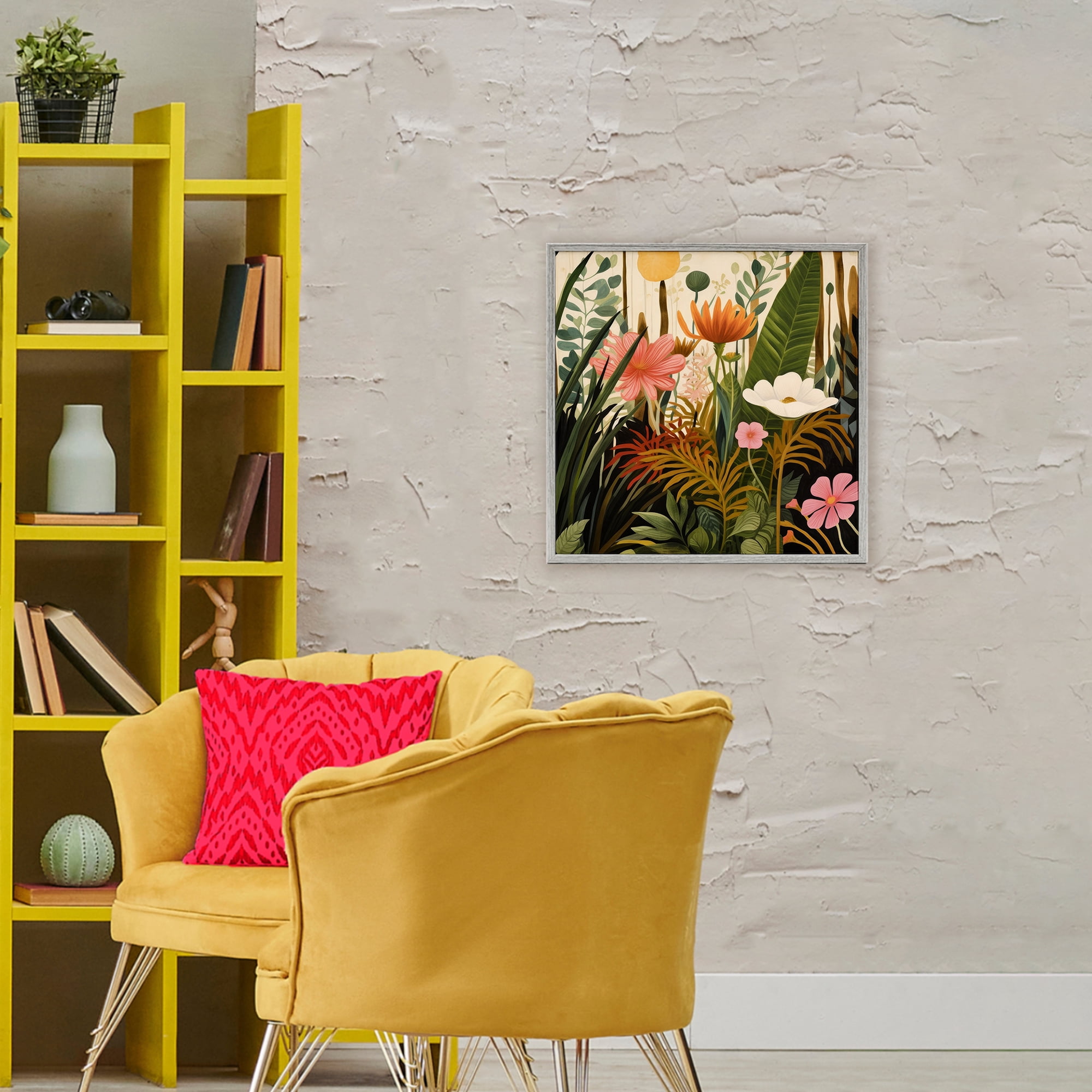 Stupell Industries Botanical Embrace in the Jungle Gray Framed Giclee Art, design by Lazar Studio