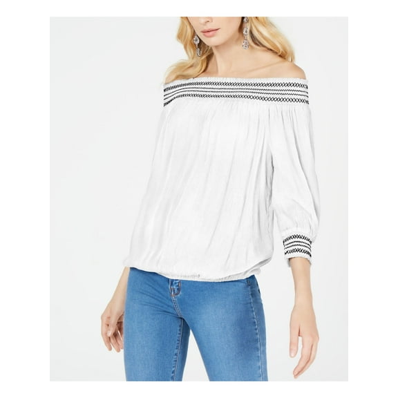 INC $70 Womens New 0203 White Crochet-trim Off Shoulder Cocktail Top S B B