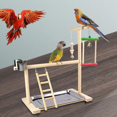 Toys Bird Platform Perch Bird Playground with Tray Gym Ladder Exercise Bird Climbing Ladder Parrot Playstand for Budgie Parakeet