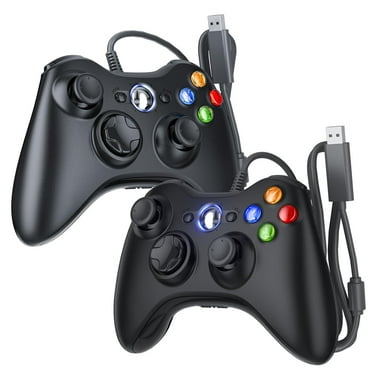 2 Pack 10ft Replacement for Xbox 360 Controller Wired, Upgraded Joystick Compatible with Xbox 360 & Slim/Windows 11/10/8/7 PC Controller, with Dual-Vibration 2.5mm Headphone Jack Voice Function Black