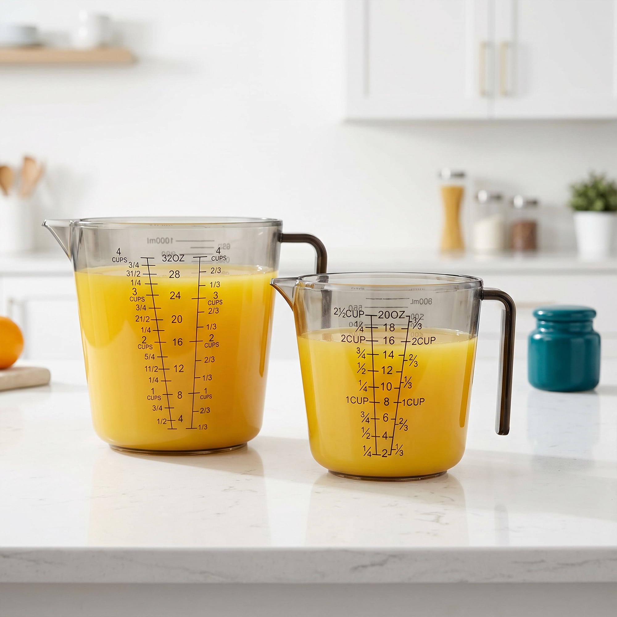Unique Bargains 2Pcs PS Material Measuring Cup for Measuring Oil Water Gray 600ml/1000ml
