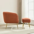 thumbnail image 6 of JURANYAZHU Corduroy Barrel Chair, Accent Chair with Ottoman, Upholstered Armchair for Living Room Bedroom, Orange, 6 of 7