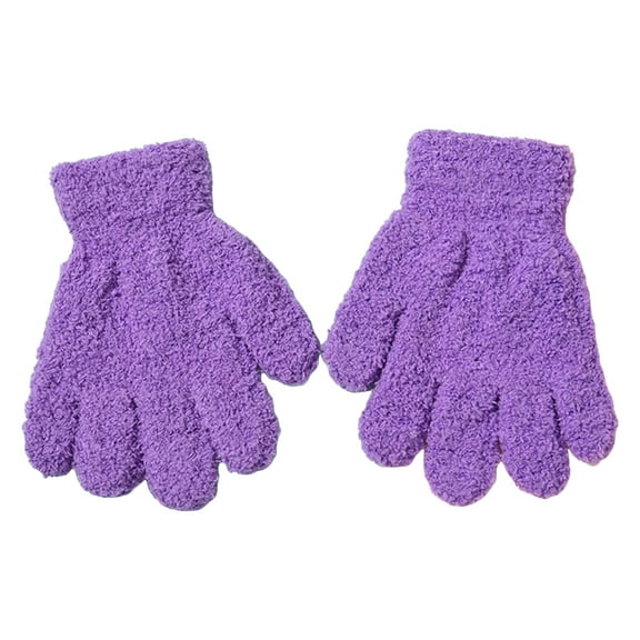Zanarzt Winter Gloves for Kids Kids Winter Gloves for Boys Girls Children Full Fingers Stretchy Warm Mittens Purple,8-16 Years