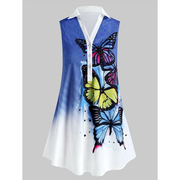 Blusa sin mangas con estampado de mariposa de talla grande Rosegal Tankinis