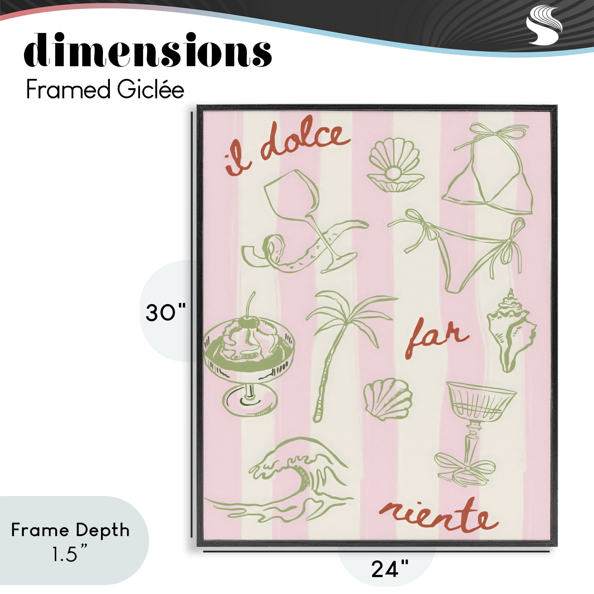 Stupell Industries Il Dolce Far Niente Beach Saying Black Framed Giclee Art, design by The Prints Vibe