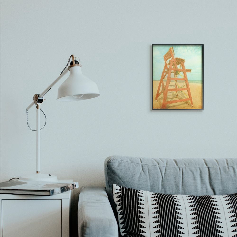 Stupell Industries Vintage Summer Red Lifeguard Chair Beach Sand Photograph Designed by Ashley Calhoun