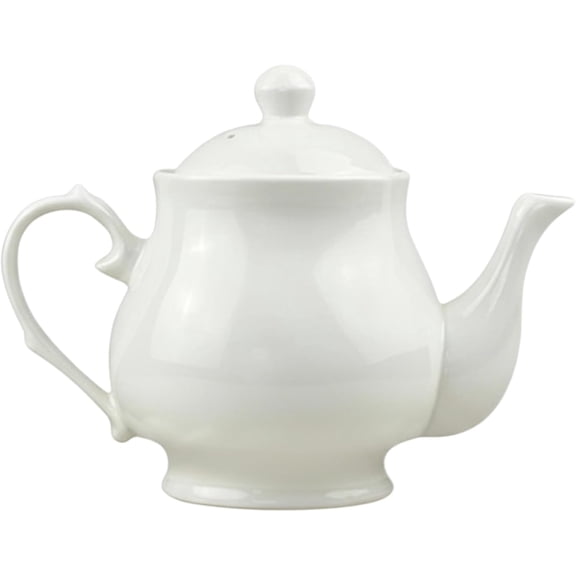 White Porcelain Teapot: Ceramic Tea Pot for Loose Leaf Tea, White English Teapot, Coffee Pot for Tea Party, Victoria Style, 26 Oz