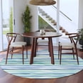 thumbnail image 4 of Round Area Rug 5ft,Oceans Style Striped Washable Carpet Non-Slip Runner Accent Rugs Indoor Floor Mat for Bedroom Living Room Decor,Blue-green Geometric Line, 4 of 9