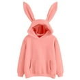 thumbnail image 4 of ZHOUCHANKIDS Bunny Ears Hoodie for Women Oversized Cute Kawaii Comfort Sweatshirt Fashion Long Sleeve Drop Shoulder Hooded Sweatshirt Red, 4 of 5