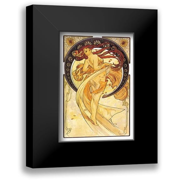Mucha, Alphonse 11x14 Black Modern Framed Museum Art Print Titled - Dance (Golden), 1898