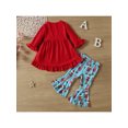 thumbnail image 3 of Bagilaanoe 2Pcs Toddler Baby Girl Long Pants Set Long Sleeve Dress Tops + Cartoon Print Flared Trousers 6M 12M 18M 24M 3T 4T Kids Casual Fall Outfits, 3 of 9