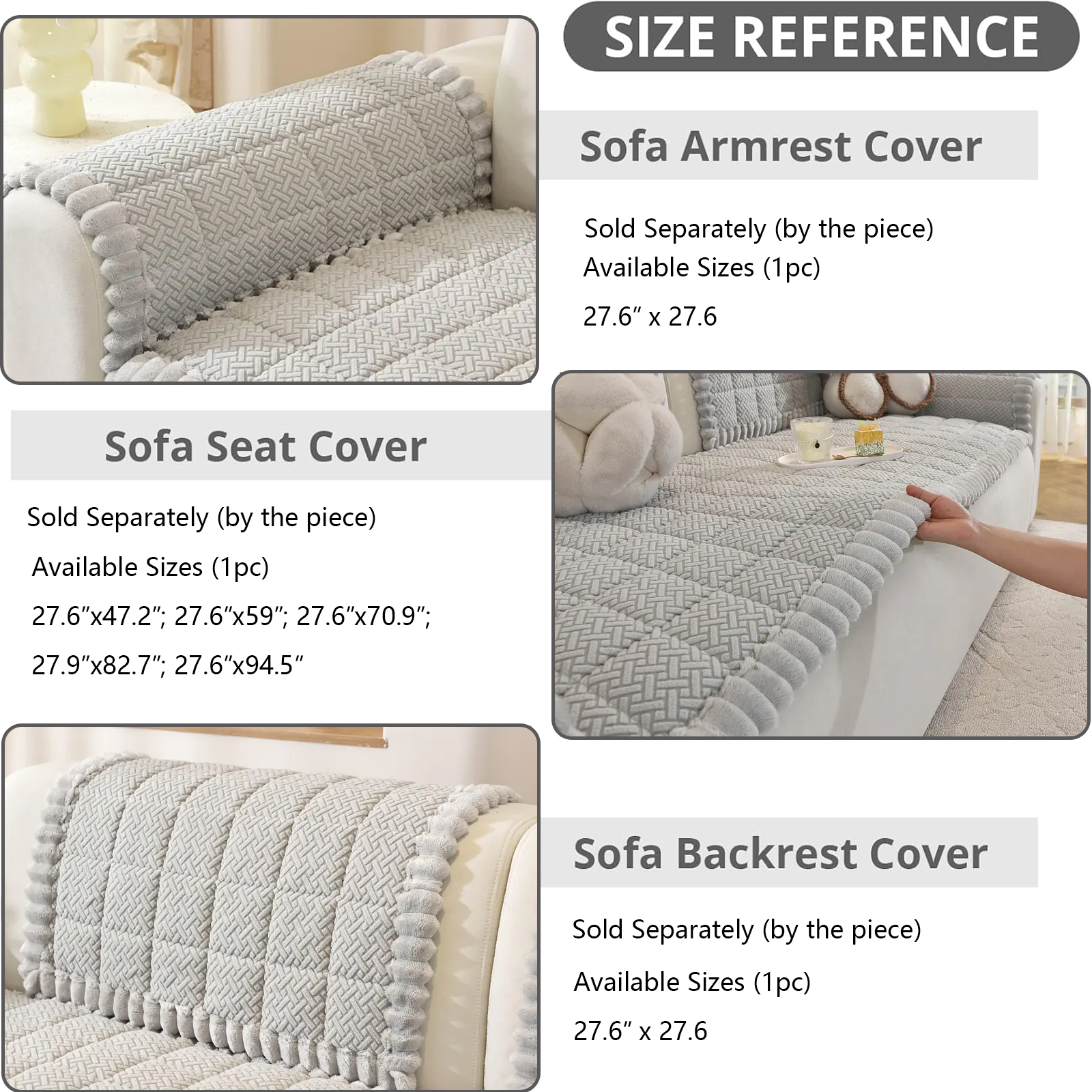 Couch Cover for Dogs Washable, Pet Couch Covers for Sofa, Soft Fuzzy Sofa Cover, Thick Couch Protector for Dogs, Pet Friendly Dog Mat for Couches and Sofas (27.6" x 94.5", 1 Pack, Light Grey)