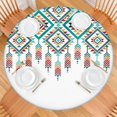 thumbnail image 2 of Colorful Floral Round Tablecloth with Elastic Hem, Bohemian Print Fits 52-56 Inch Tables for Patio and Entertainment, 2 of 7