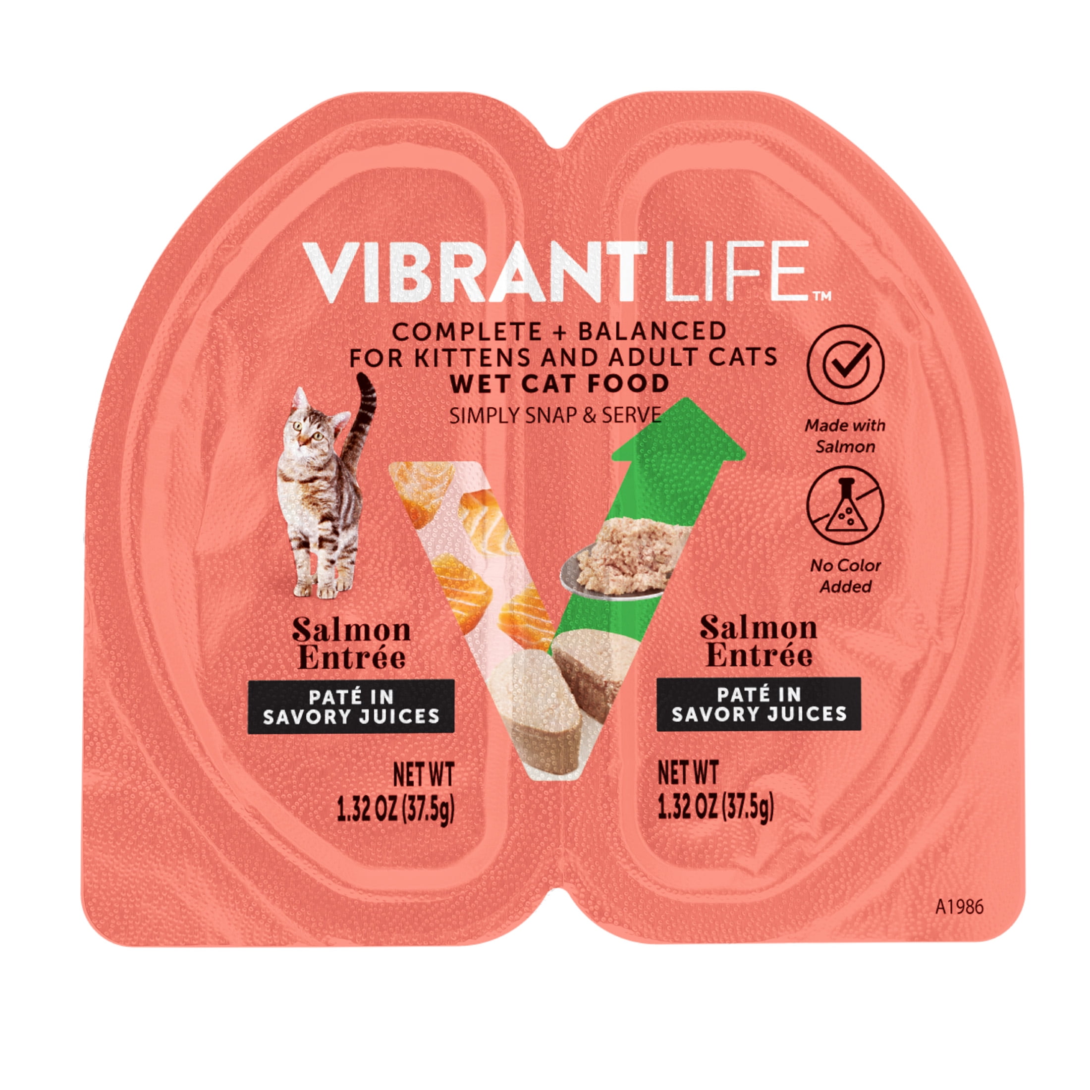 (6 pack) Vibrant Life Salmon Entree Pate in Savory Juices, Complete + Balanced, 2.64 oz Split Cup