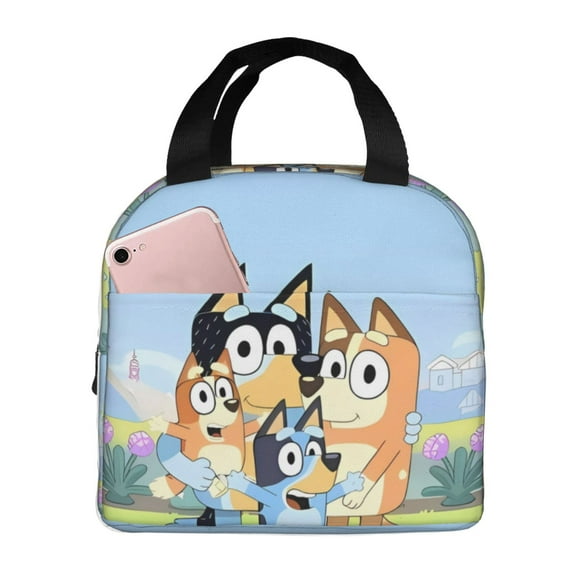 Kowoue Bluey Pattern Insulated Lunch Bag – Thick Aluminum Foil Lunch Box, Waterproof Thermal Tote with Front Access Pocket, Keeps Food Fresh for 4 Hours