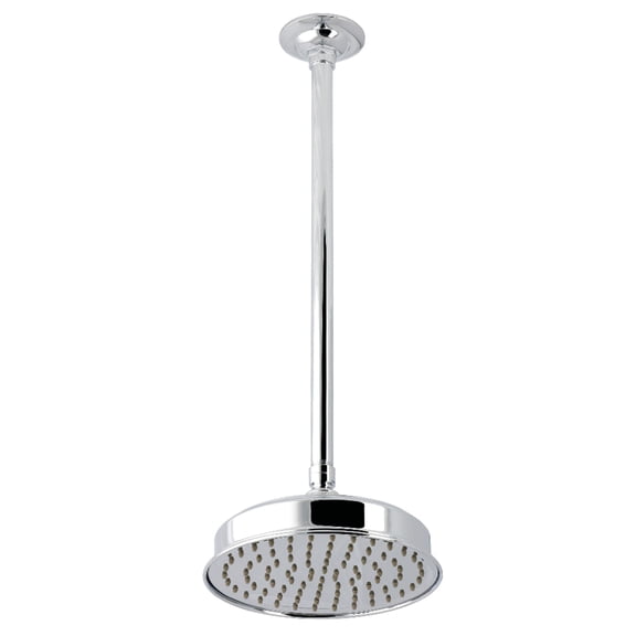 Kingston Brass K324K21 Trimscape 8" Round Brass Shower Head with 17" Ceiling Mounted Shower Arm, Polished Chrome