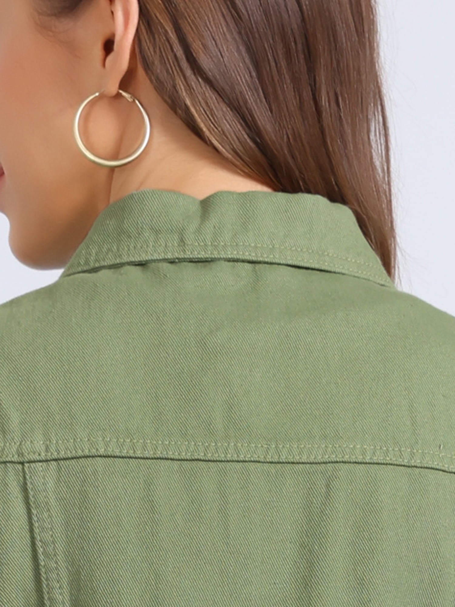 DARING DIVA Women's Denim Sleeveless Flap Pockets Vest Jacket M Pea Green