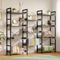 Bookshelf 5 Tiers with 4 Hooks Triple Bookcase with Open Display