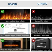 BOSSIN 50 inch Electric Fireplace, Recessed Wall Mounted Electric Fireplace inserts,Ultra Thin Adjustable Flame Colors & Speed Fireplace with Touch Screen and Remote Control