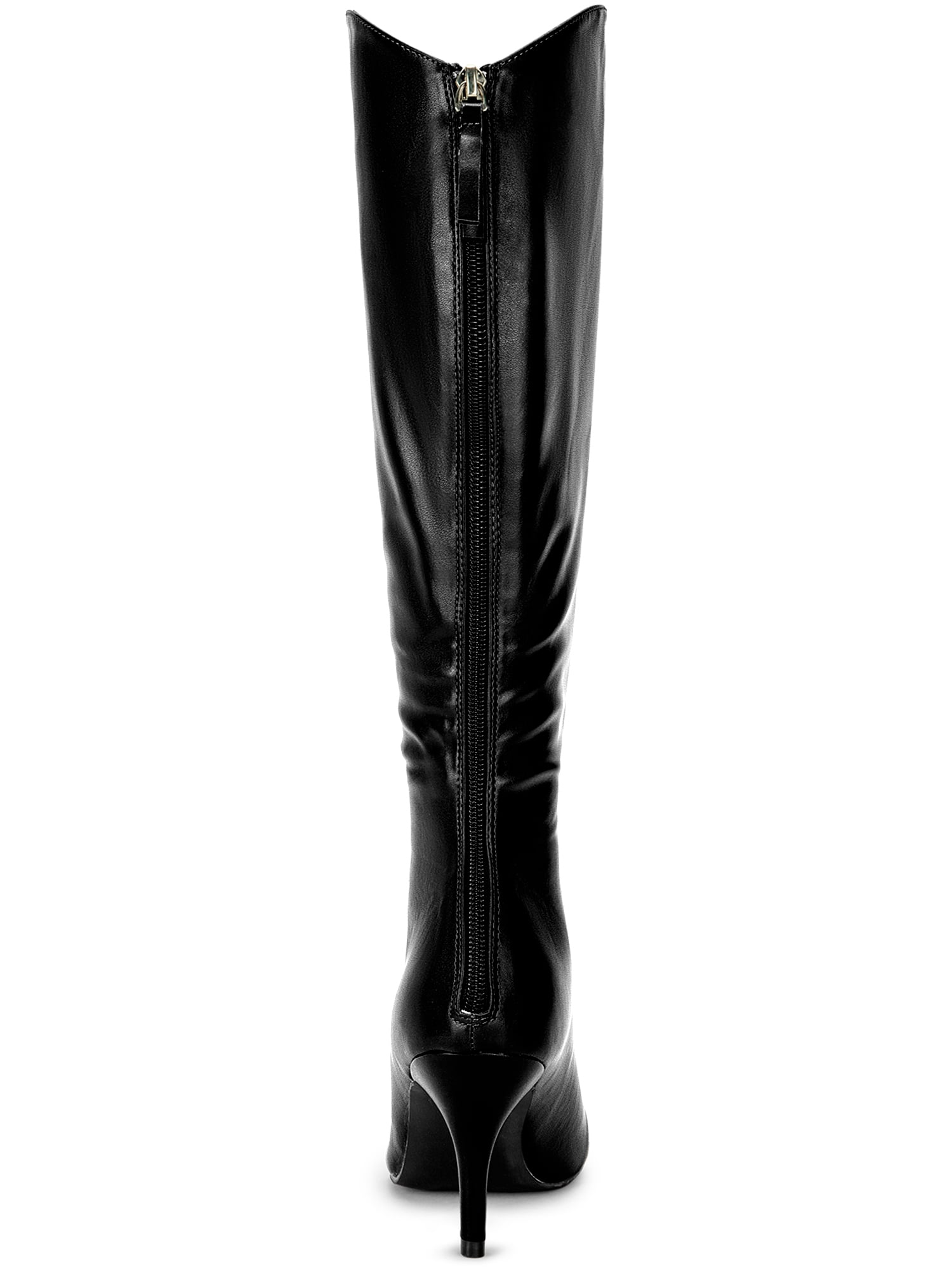 DARING DIVA Women's Pointy Toe Stiletto Heels Knee High Boots Black 7