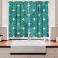 thumbnail image 2 of Ambesonne Teal Kitchen Curtains, Oriental Effect Oval Mesh Art, 55"x36", Camel Dark Seafoam, 2 of 3