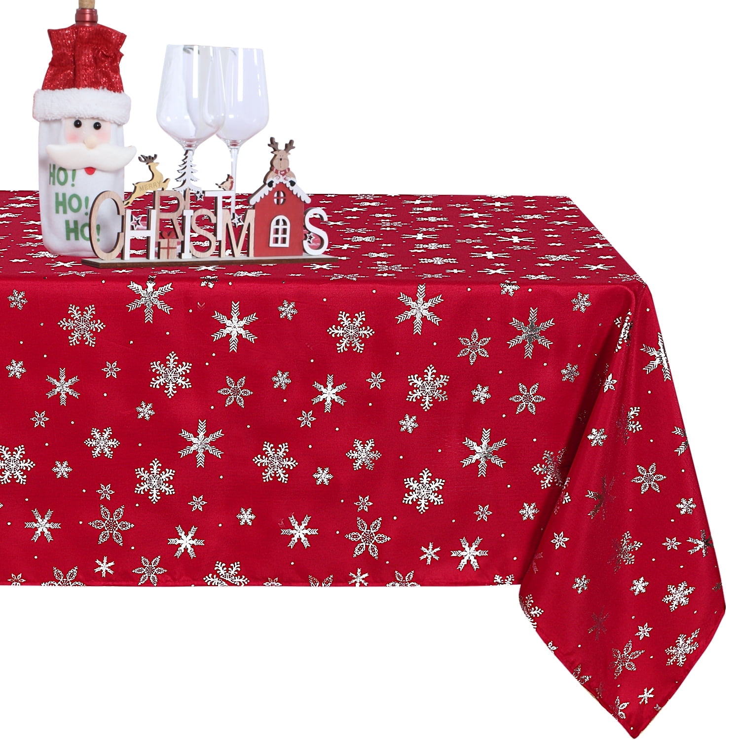 Lushvida Christmas Snowflake Tablecloth, 60" x 84" Rectangle