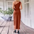 thumbnail image 7 of ZQUUVOU Womens One Shoulder Long Formal Dress Summer Sleeveless Bodycon Ruched Wrap Split Cocktail Dresses Orange, 7 of 7