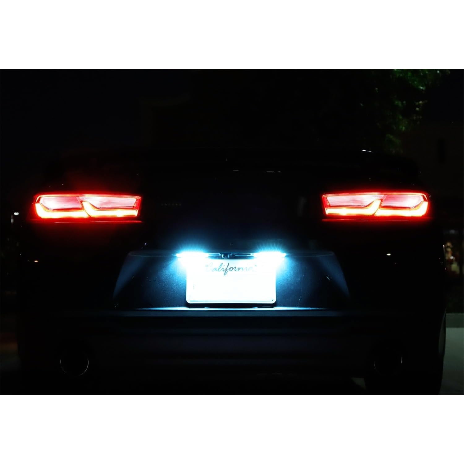 Ice Blue Full LED License Plate Light Kit For Chevrolet 2014-24 Camaro, 2013-15 Malibu, 2011-15 Volt, 2016-up Cruze, 18-SMD Aqua LED & Can-Bus Error Free