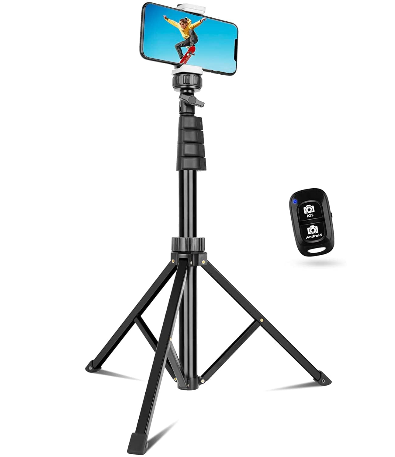 Gazdag)Lightweight Phone Tripod 62Inches, Video Tripod with 360 Panorama  for Phone Holder for Smartphone 