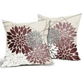thumbnail image 2 of Dark Burgundy Pillow Covers 18x18 Inch Flower Red Wine Colored Pillow Case Farmhouse Outdoor Decor for Home Bedroom Living Room Spring Summer Floral Linen Square Cushion Cover, Set of 2, 2 of 7