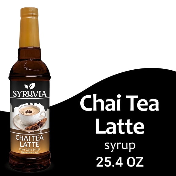 Syruvia Chai Tea Coffee Syrup - 25.4 fl oz. Premium Coffee Flavoring Syrup. Ideal for Enhancing Drinks, Sodas, Shakes, Desserts, and More.