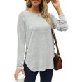 thumbnail image 3 of UVN Shirts for Women Crewneck Long Sleeve Tops with Side Buttons Casual Sweatshirt, 3 of 8