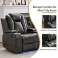 thumbnail image 3 of Power Loveseat Recliner Chair Sofa with Speaker for Living Room 2-Seat Gray Faux Leather Electric Home Theater Seating Doubler Reclining Sofa with Hidden Arm Storage,LED Lights,USB Port,Cup Holders, 3 of 6