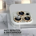 thumbnail image 2 of Allytechgroup Compatible for Apple iPhone 15 Pro Max Camera Lens Protector Bling, 9H Tempered Glass Camera Cover Screen Protector Metal Ring Decoration Accessories, Gold, 2 of 5