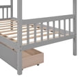 thumbnail image 6 of Twin Size House Bed with Drawers, Solid Wood Bed Frame with Roof Headboard and Footboard, Playhouse Bed for Kids Boys Girls,  Gray, 6 of 7