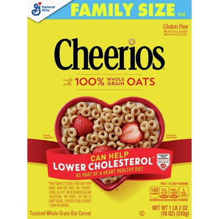 Original Cheerios Heart Healthy Cereal, 18 OZ Family Size Cereal Box