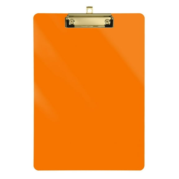 Plastic Clipboard Acrylic Hanging Clip Board with Gold Low Profile Office School Supplies 12.5x9 Orange
