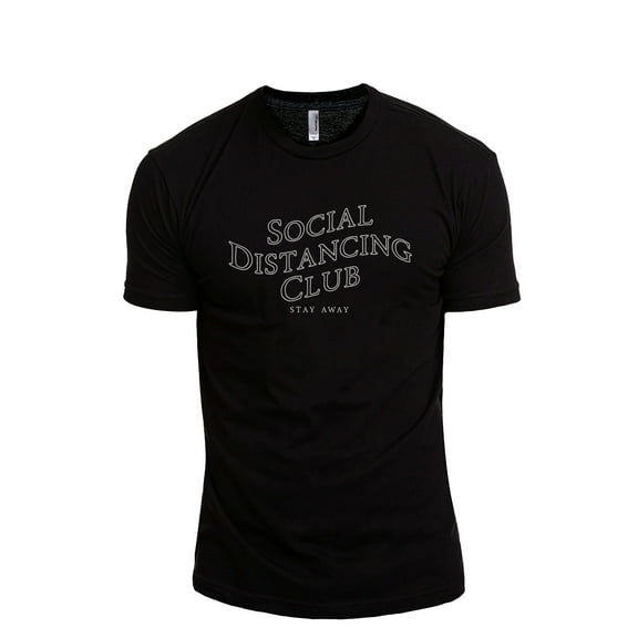 Social Distancing Club Men's Modern Fit Fun Casual T-Shirt Printed Graphic Tee Black Medium