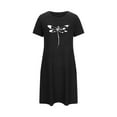 thumbnail image 5 of Sakmal Short Nightgowns for Women Black Cute Sleep Dress Short Sleeve Print Nightgowns for Women, 5 of 7