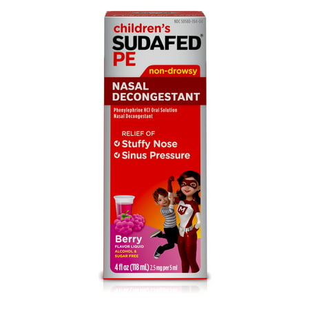 Children's Sudafed PE Nasal Decongestant, Berry Liquid, 4 fl. (Best Over The Counter Nasal Decongestant)