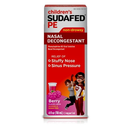 Children's Sudafed PE Nasal Decongestant, Berry Liquid, 4 fl. (Best Over The Counter Nasal Decongestant Spray)