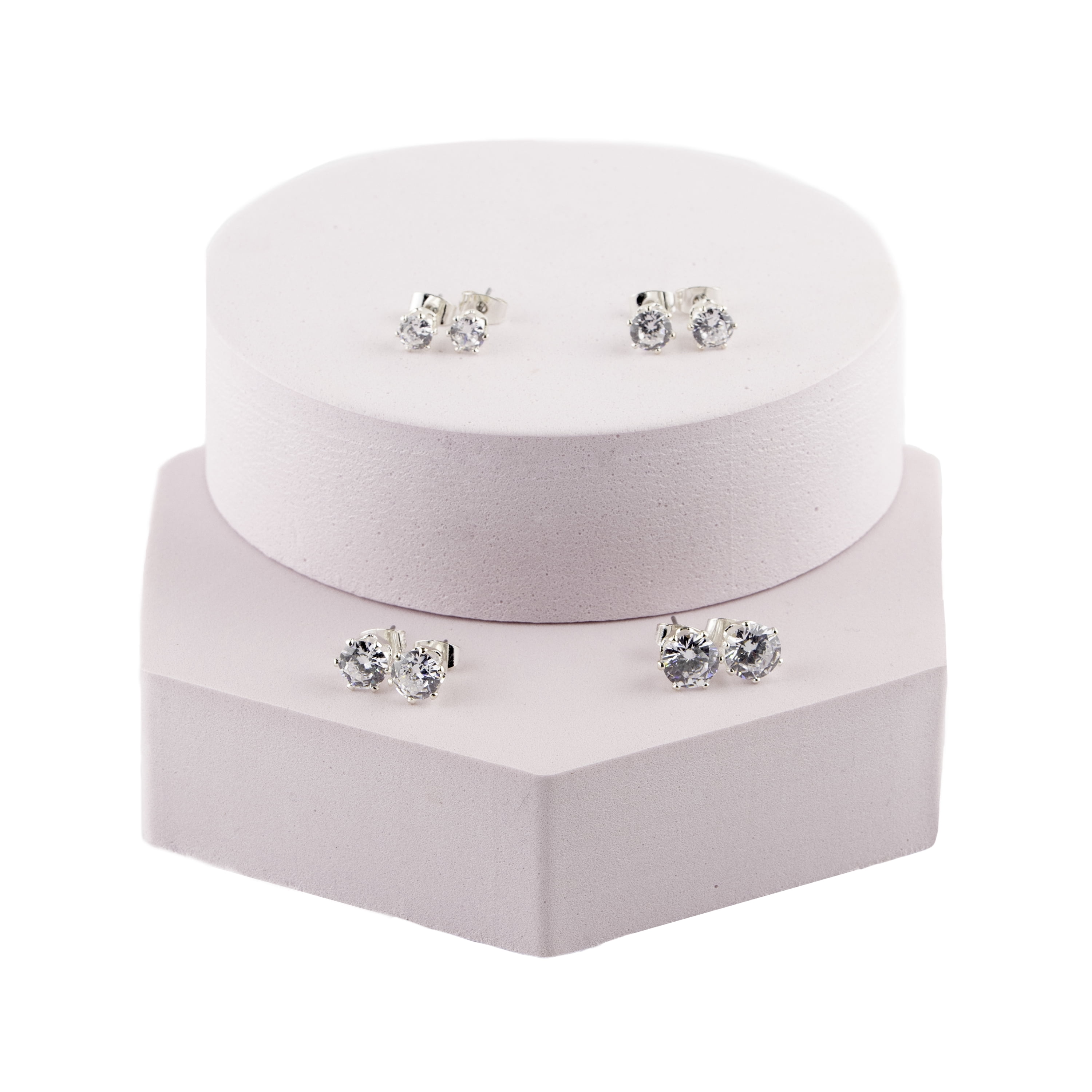 Claire's Girls Silver Graduated Round Cubic Zirconia Stud Earrings Set, Post Back, 4-Pack, 74008