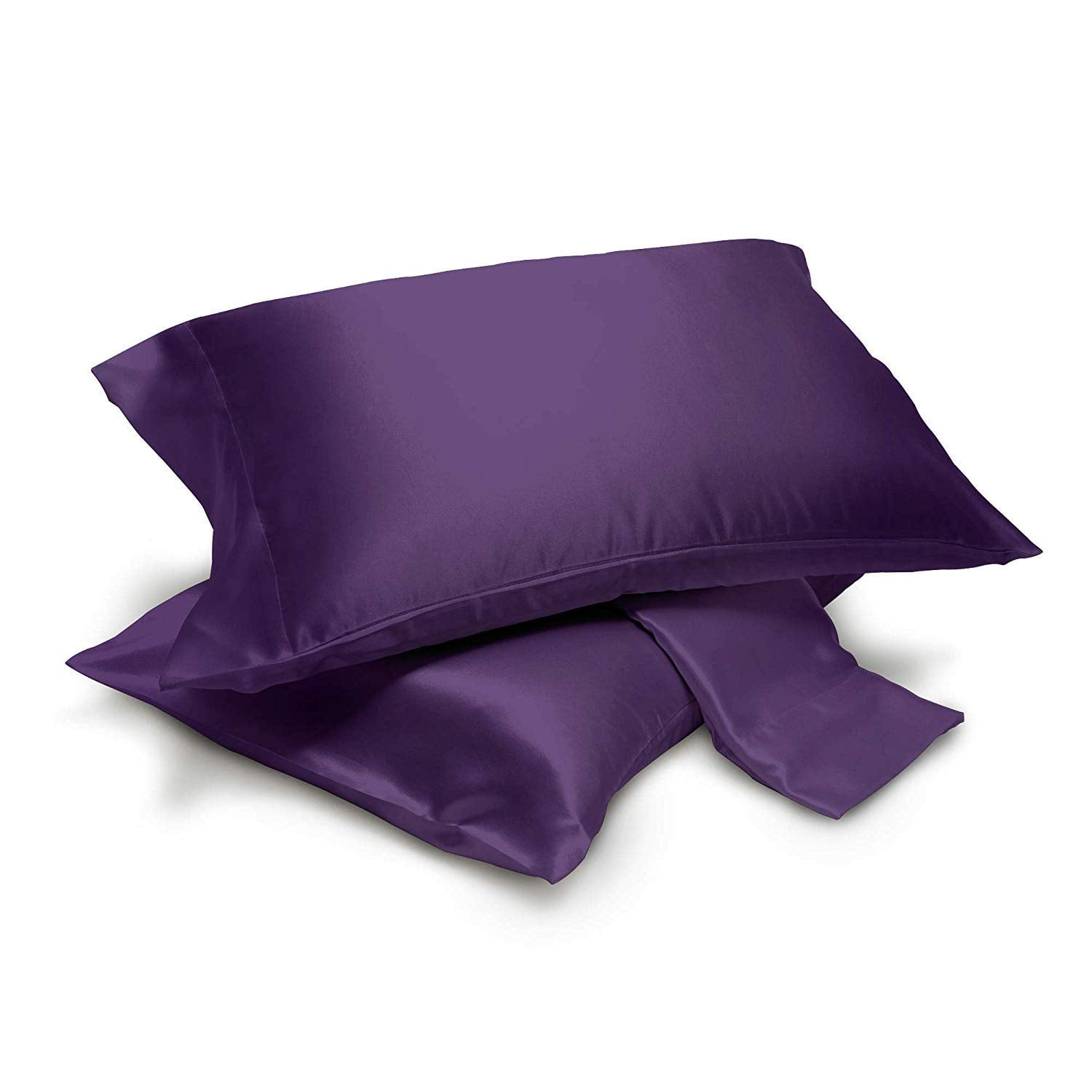 Satin Pillowcases Pair with Envelope Closure (Standard, Purple