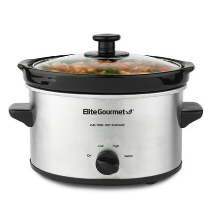 Elite Gourmet MST-275XR 2 Qt Oval Slow Cooker, Silver