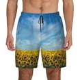 thumbnail image 3 of Uemuo Blooming Sunflower Field Pattern Mens Swim Trunks Quick Dry Board Shorts with Mesh Lining, Stretch Beach Shorts Quick Dry No-Chafing Board Shorts-XX-Large, 3 of 9