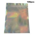 thumbnail image 4 of Matsuzay 100x Bolsas de almacenamiento Agujero colgante Papel de aluminio Mylar Zip Servicio prolongado Color holográfico del iris Almacenamiento y organización del hogar 7.5*10 cm, 4 of 5