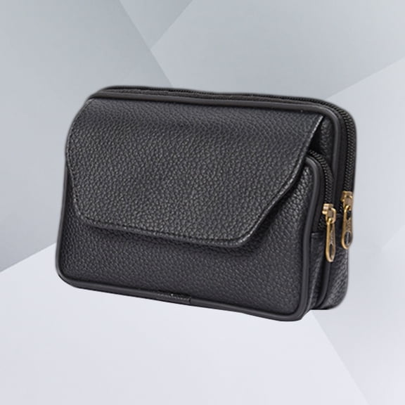 HOOWIFFY Durable Black Waist Pouch for Men, Fine Workmanship, Ideal for Travel, 1Pc